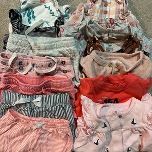 Baby Girls Summer Clothing Lot - Pink, Coral, Cream, Navy Mix